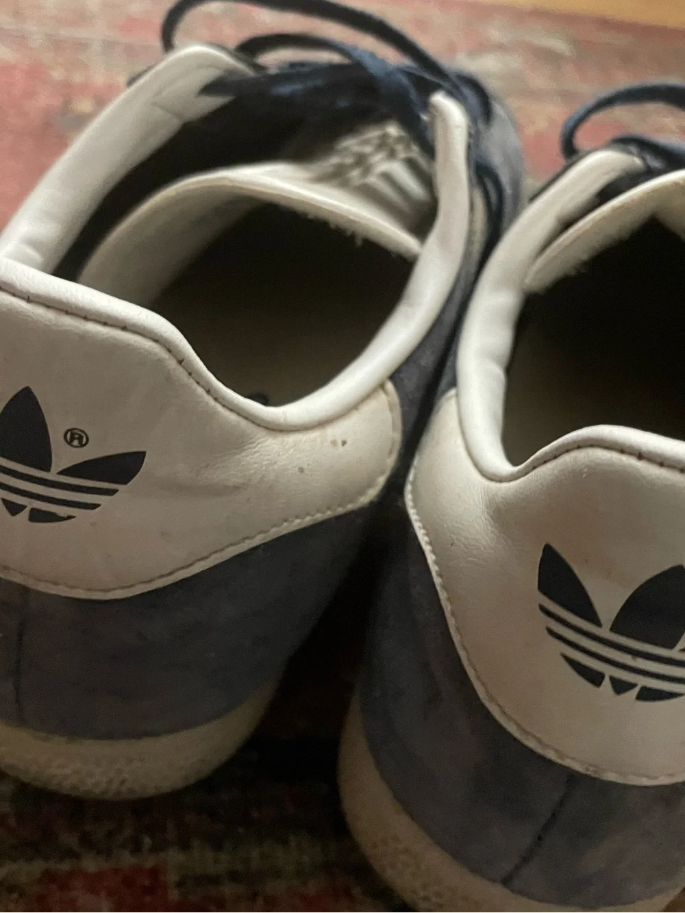 adidas Men’s Navy Suede Sneakers with White Stripes